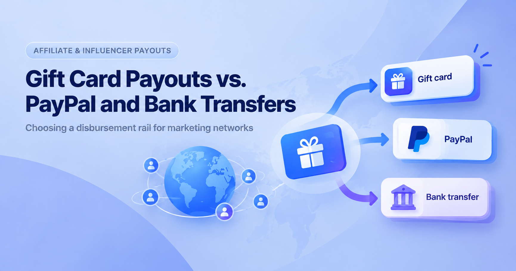 Gift Card Payouts vs. PayPal and Bank Transfers: Choosing a Disbursement Rail for Affiliate and Influencer Marketing Networks